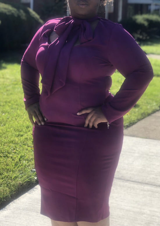 Purple Bow dress plus size